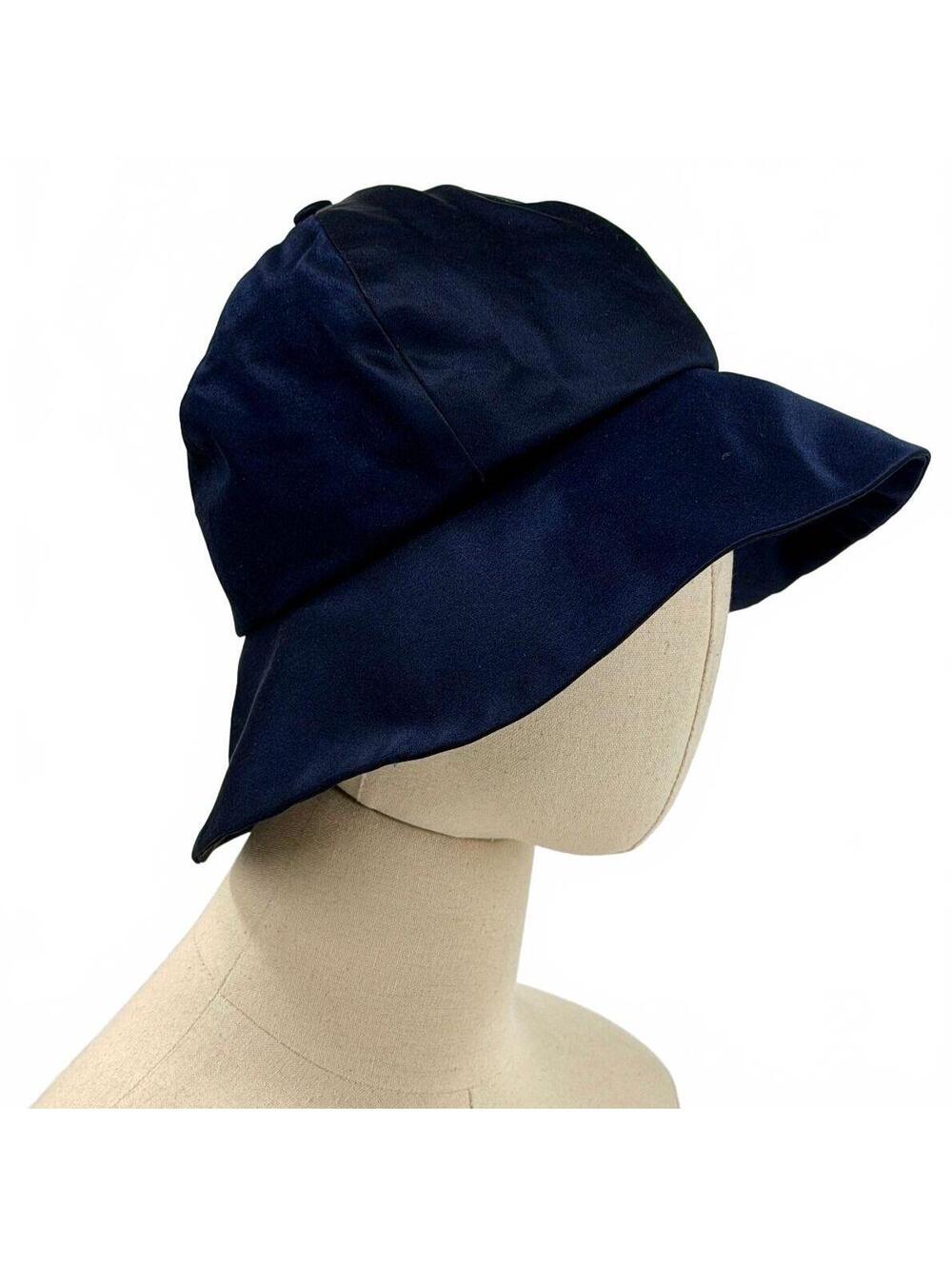 Vintage Y2K Shaneen Huxham Navy Blue Satin Bucket Hat